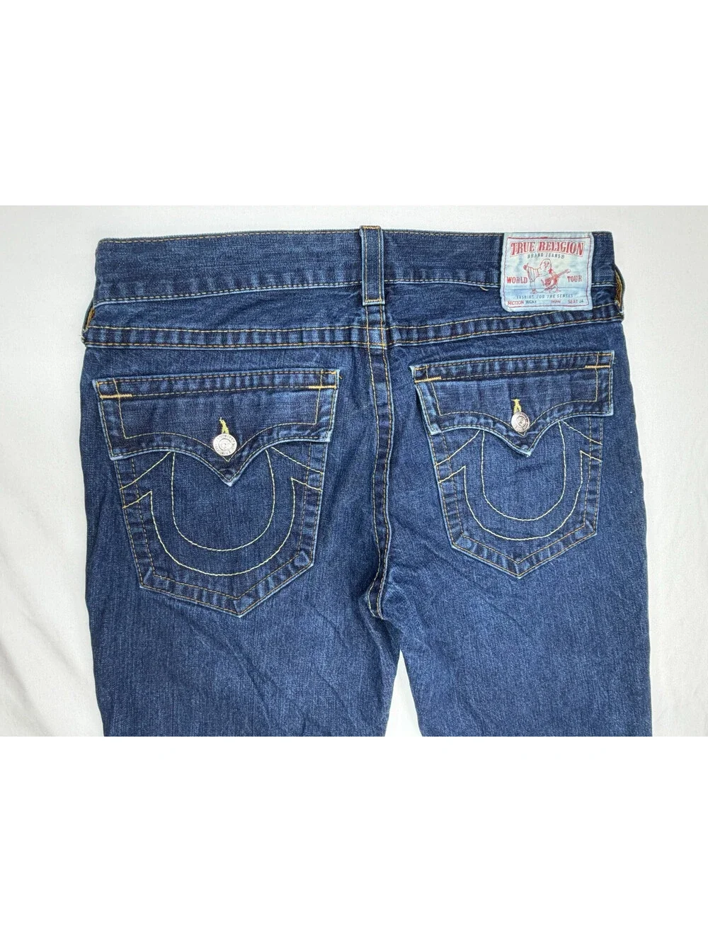 True Religion Men's Jeans Straight Denim Mid Rise 5 Pocket Solid Size 36 Blue